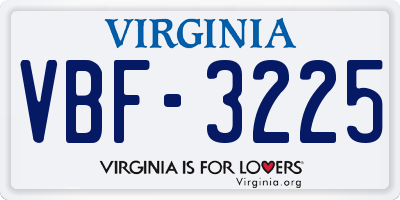 VA license plate VBF3225