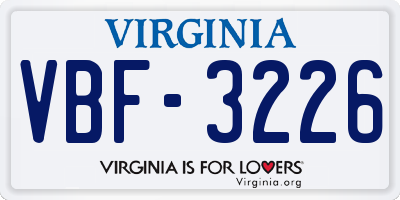 VA license plate VBF3226