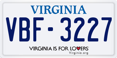 VA license plate VBF3227