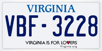 VA license plate VBF3228