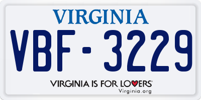 VA license plate VBF3229