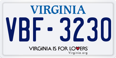 VA license plate VBF3230