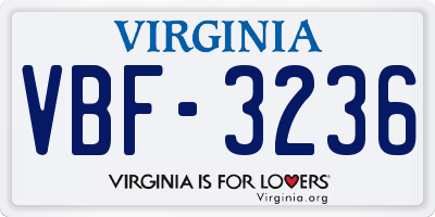 VA license plate VBF3236