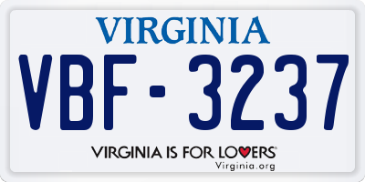 VA license plate VBF3237