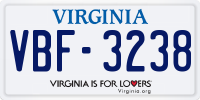VA license plate VBF3238