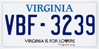 VA license plate VBF3239