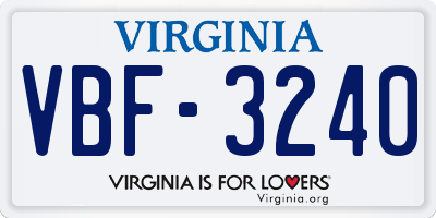 VA license plate VBF3240
