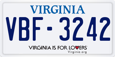 VA license plate VBF3242