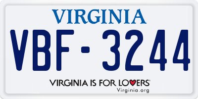 VA license plate VBF3244
