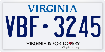 VA license plate VBF3245