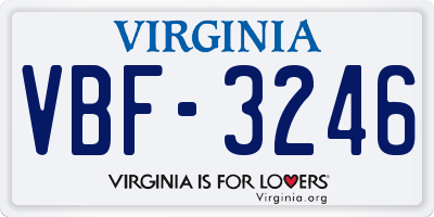 VA license plate VBF3246