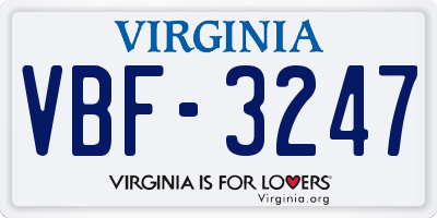 VA license plate VBF3247