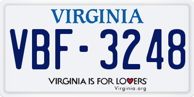 VA license plate VBF3248
