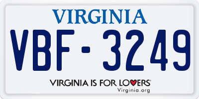 VA license plate VBF3249