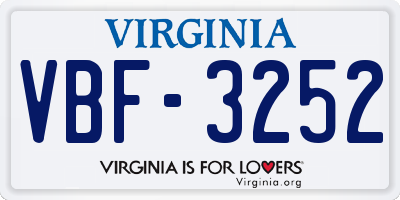 VA license plate VBF3252