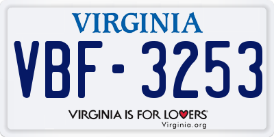 VA license plate VBF3253