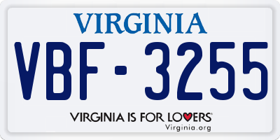 VA license plate VBF3255