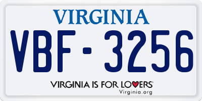 VA license plate VBF3256