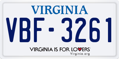 VA license plate VBF3261