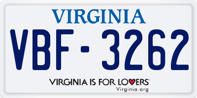 VA license plate VBF3262