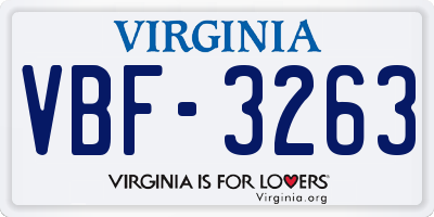VA license plate VBF3263