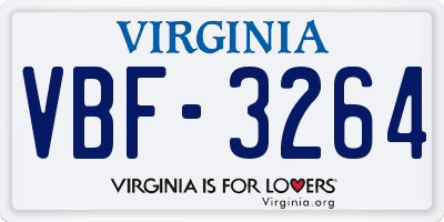 VA license plate VBF3264