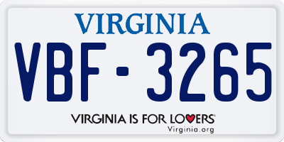 VA license plate VBF3265