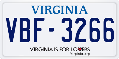 VA license plate VBF3266