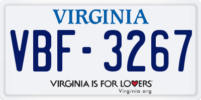 VA license plate VBF3267