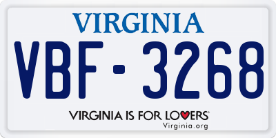 VA license plate VBF3268