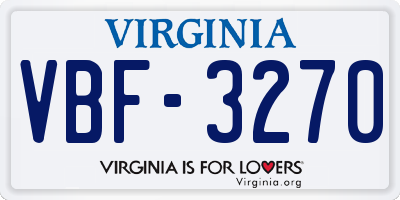 VA license plate VBF3270
