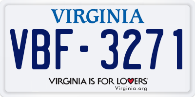 VA license plate VBF3271