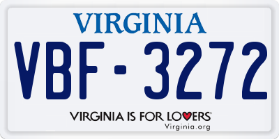VA license plate VBF3272