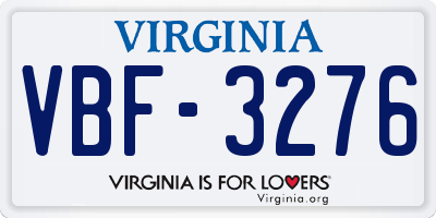 VA license plate VBF3276