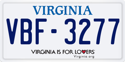 VA license plate VBF3277