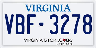 VA license plate VBF3278