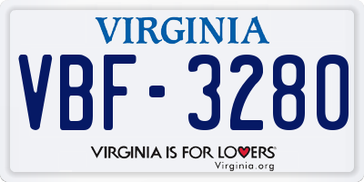 VA license plate VBF3280
