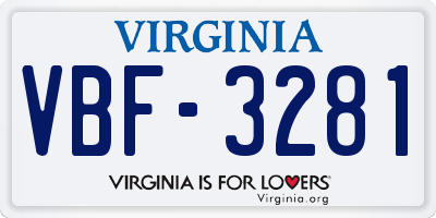 VA license plate VBF3281