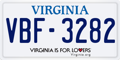 VA license plate VBF3282