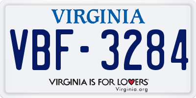 VA license plate VBF3284