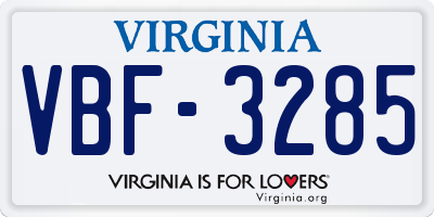 VA license plate VBF3285