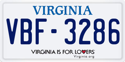 VA license plate VBF3286