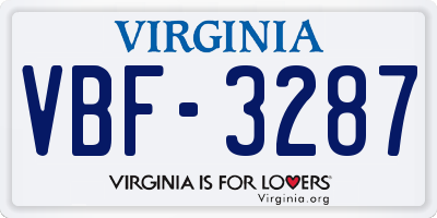 VA license plate VBF3287