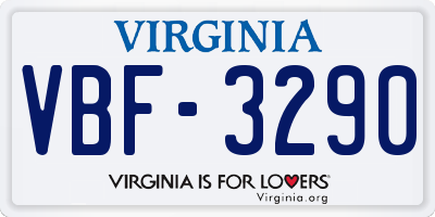 VA license plate VBF3290