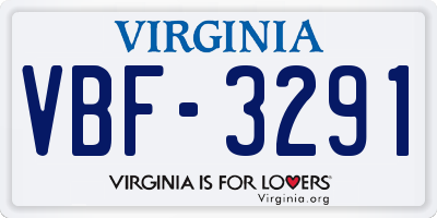 VA license plate VBF3291
