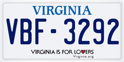 VA license plate VBF3292
