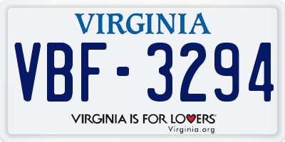 VA license plate VBF3294