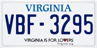 VA license plate VBF3295