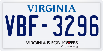 VA license plate VBF3296