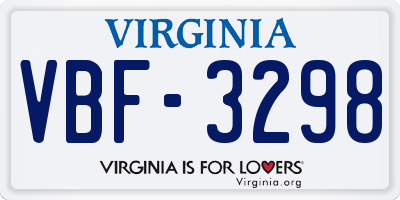 VA license plate VBF3298
